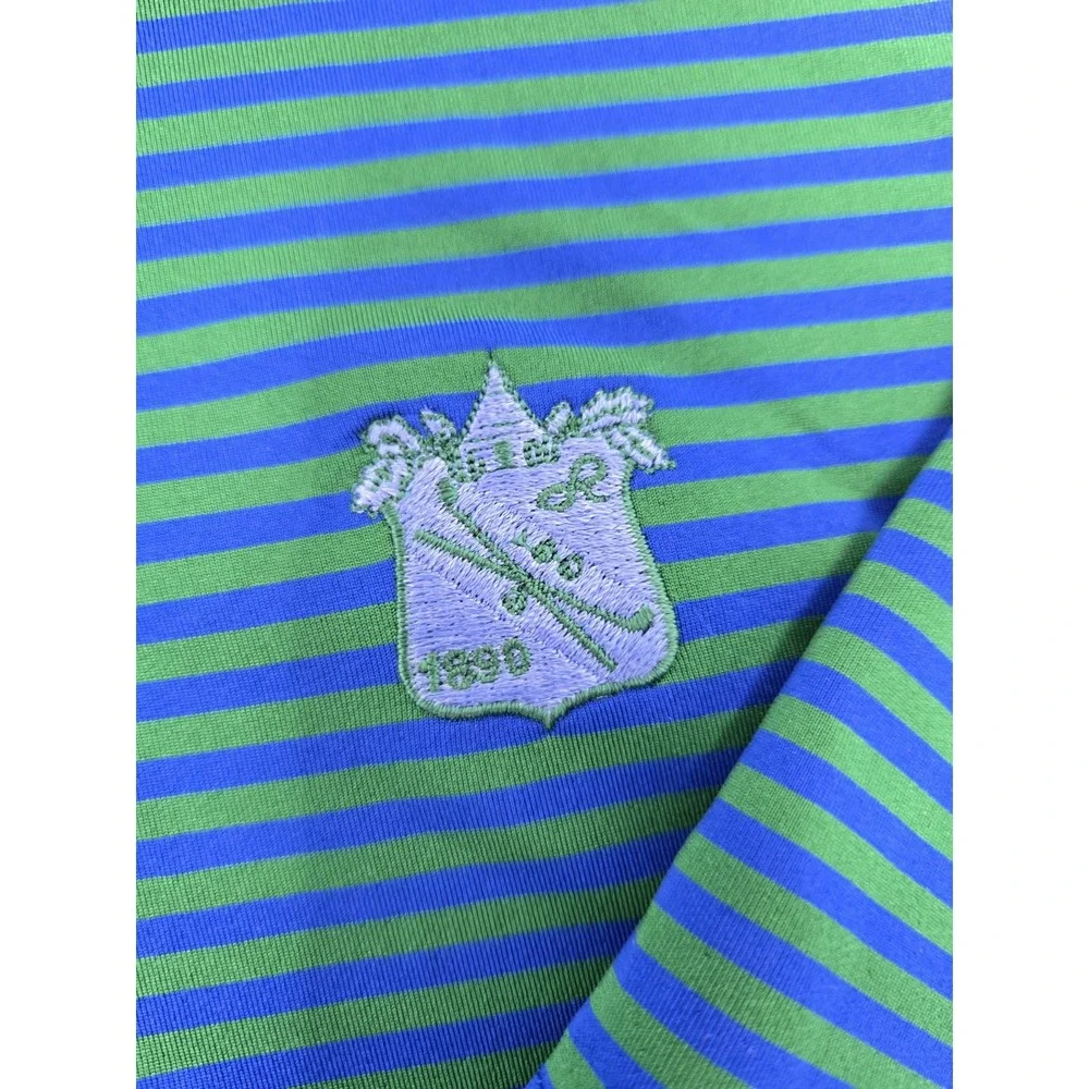 Ralph‎ Lauren RXL Polo Shirt Mens 2XL Golf Blue/Green Striped Casual Preppy